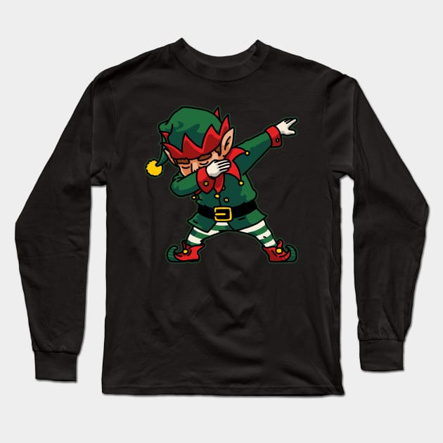 Dabbing Elf Shirt Kids Christmas Gifts Santa Helper Costume Long Sleeve T-Shirt by vo_maria